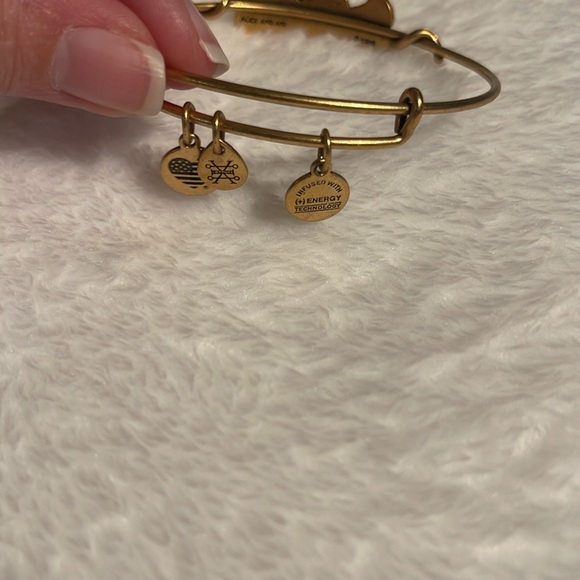 Alex and Ani retired Disney Mickey and Minnie Mouse kissing heart gold bangle - Picture 3 of 8